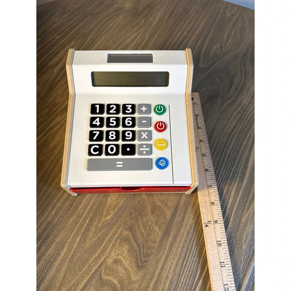 IKEA DUKTIG Toy Cash Register Kids White Solar Powered Educational Wood Works